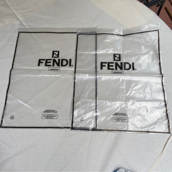 Fendi Uomo 2 Empty Clear Plastic Bag Store Storage - Picture 1 of 8